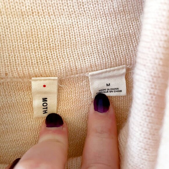 Anthropologie Moth Blush Turtleneck Wool Sweater, Size Medium - Picture 4 of 6